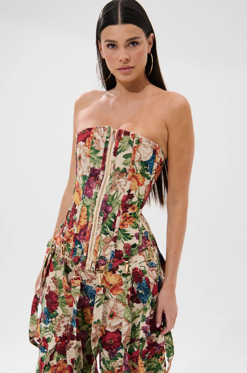 FLORAL FOR DAYS BROCADE CORSET - Akira Store