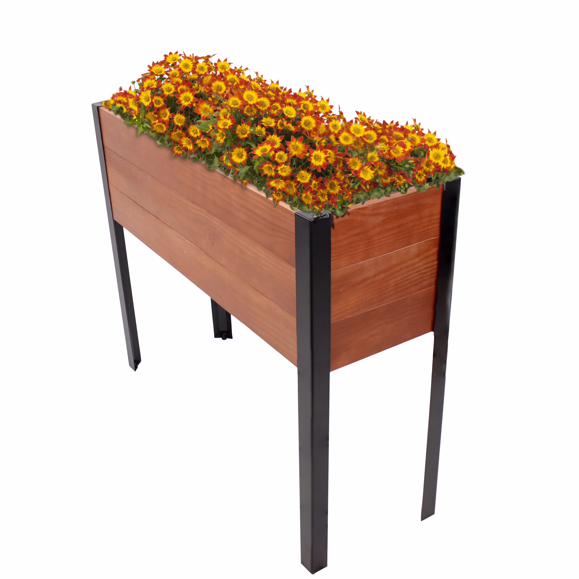 Sunnydaze 36.75 x 12.75 x 31 Brown Acacia Wood Rectangular Raised Garden Bed with Legs