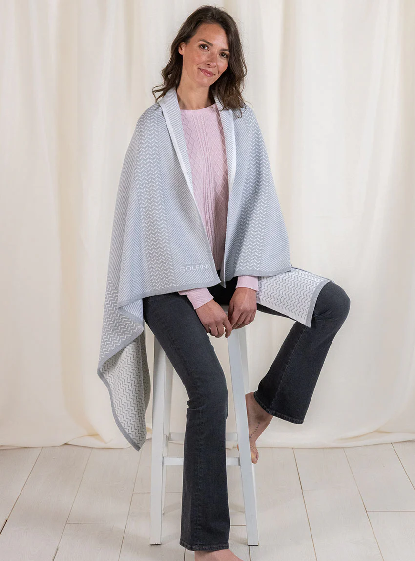 Plaid jacquard en laine mérinos gris