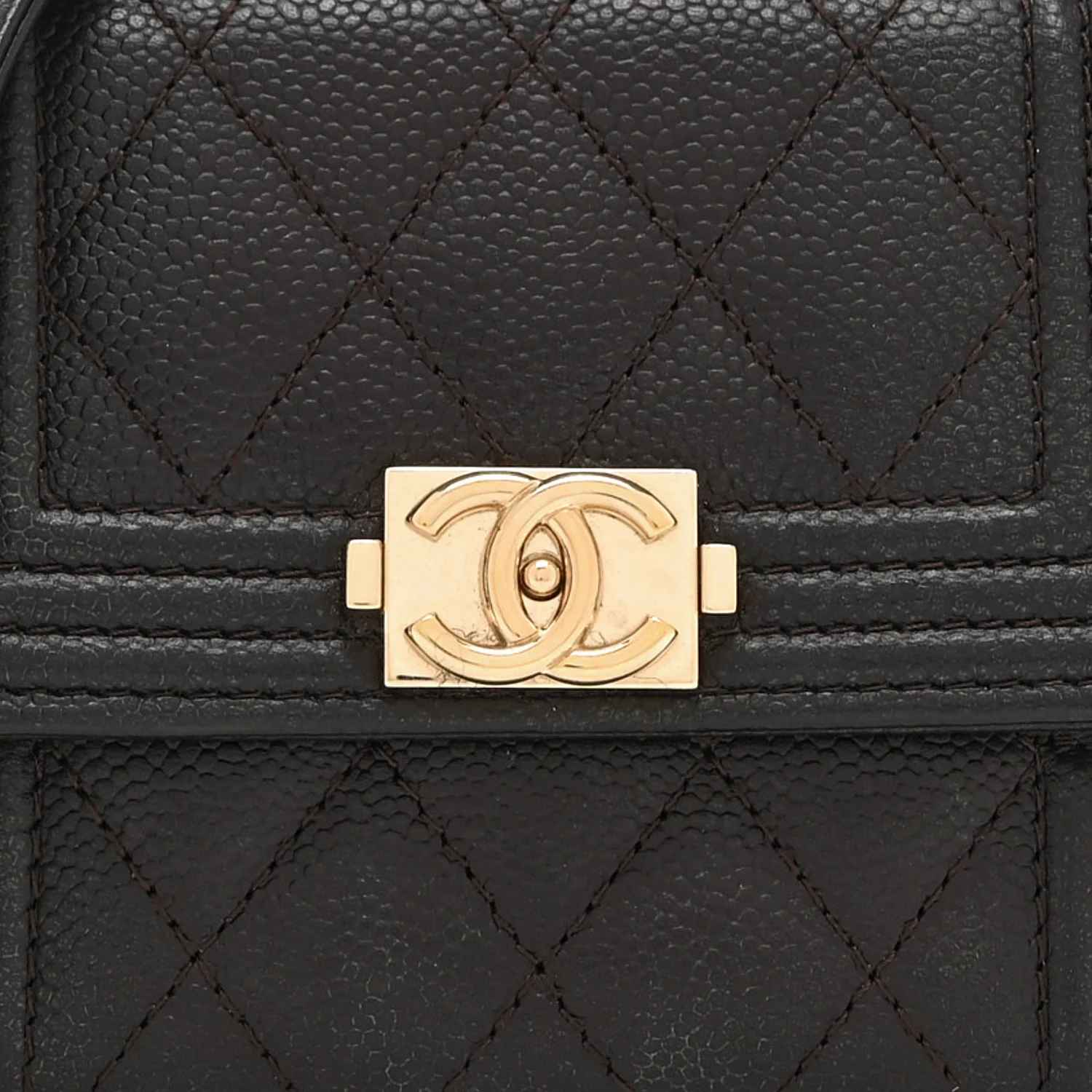 Caviar Quilted Boy Card Holder On Chain Black