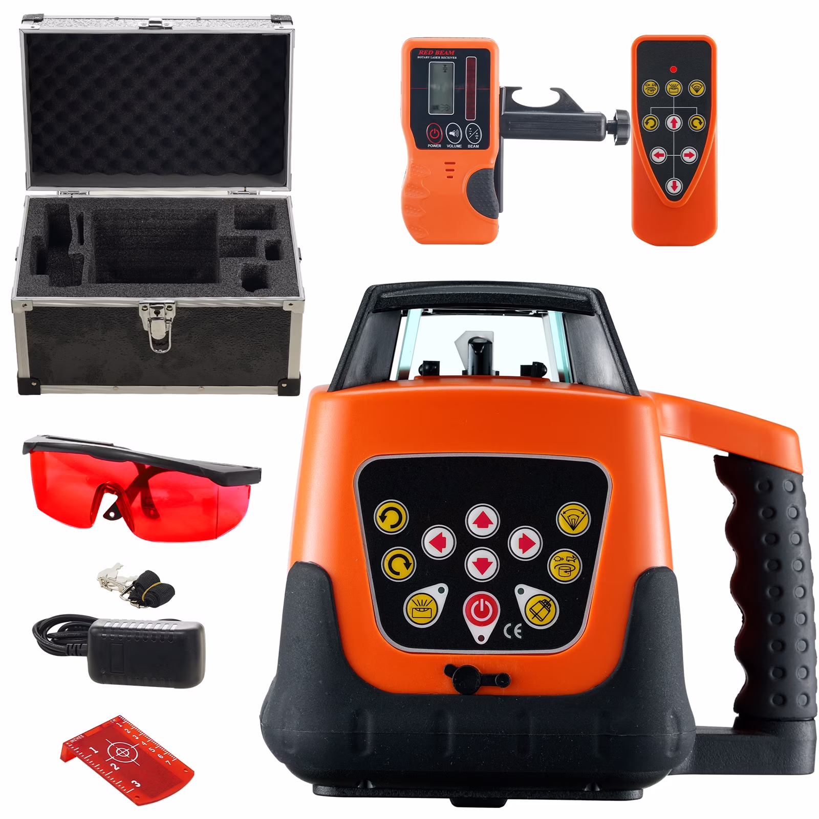 KFFKFF Laser Level, 1650ft Range, 360�� Self-Leveling Red Cross Line, Adjustable 5 Speeds & 4 Scan Angles, IP66 Water-Resistant, Remote & Manual Modes, Includes Battery