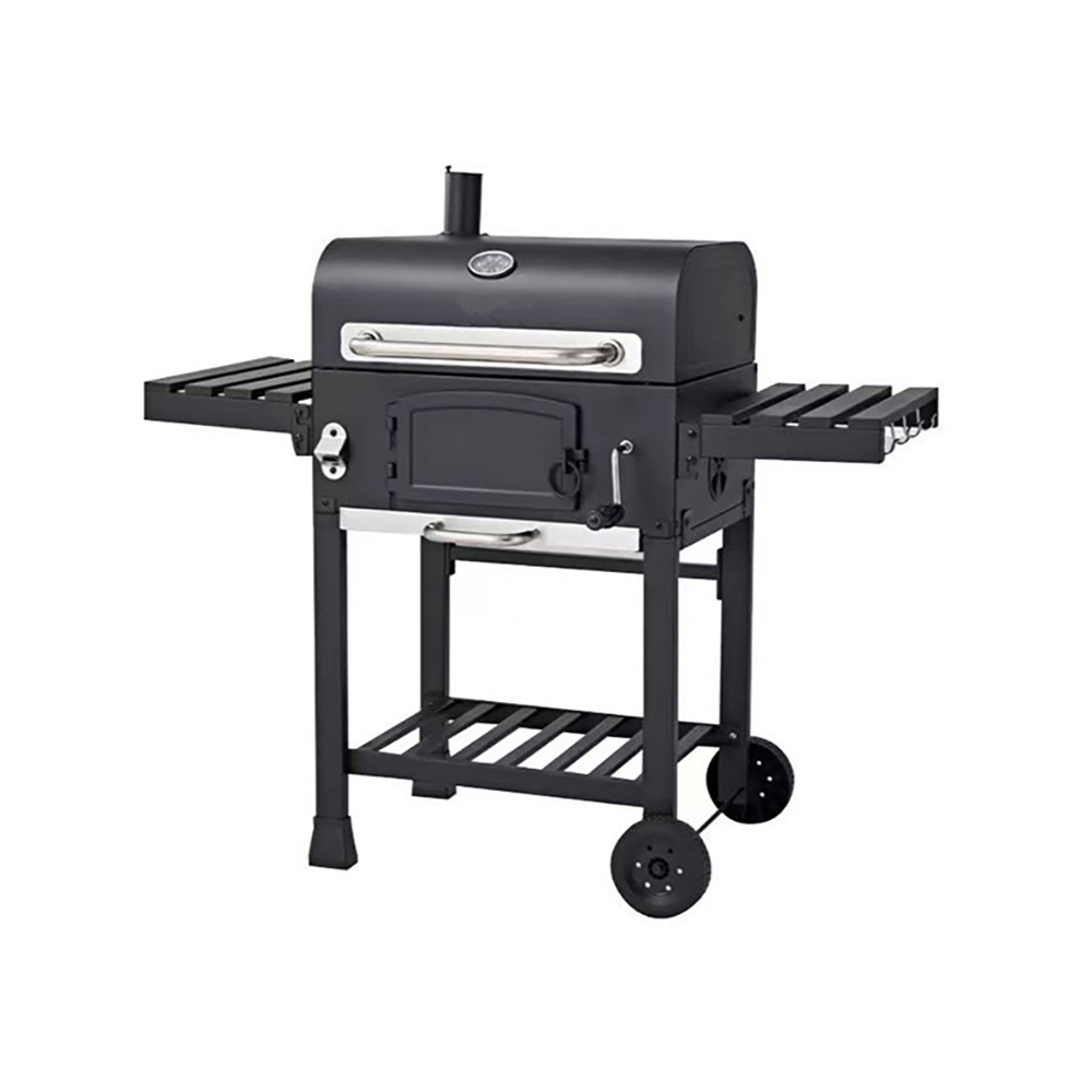 Outdoor Home & Garden Barbecue Grill Trolley with Removable Iron Charcoal Tool Black Stainless Steel Carbon Steel Courtyard