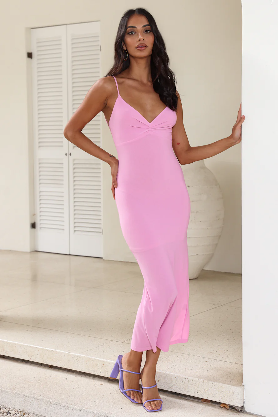 Loved The Ocean Midi Dress Pink