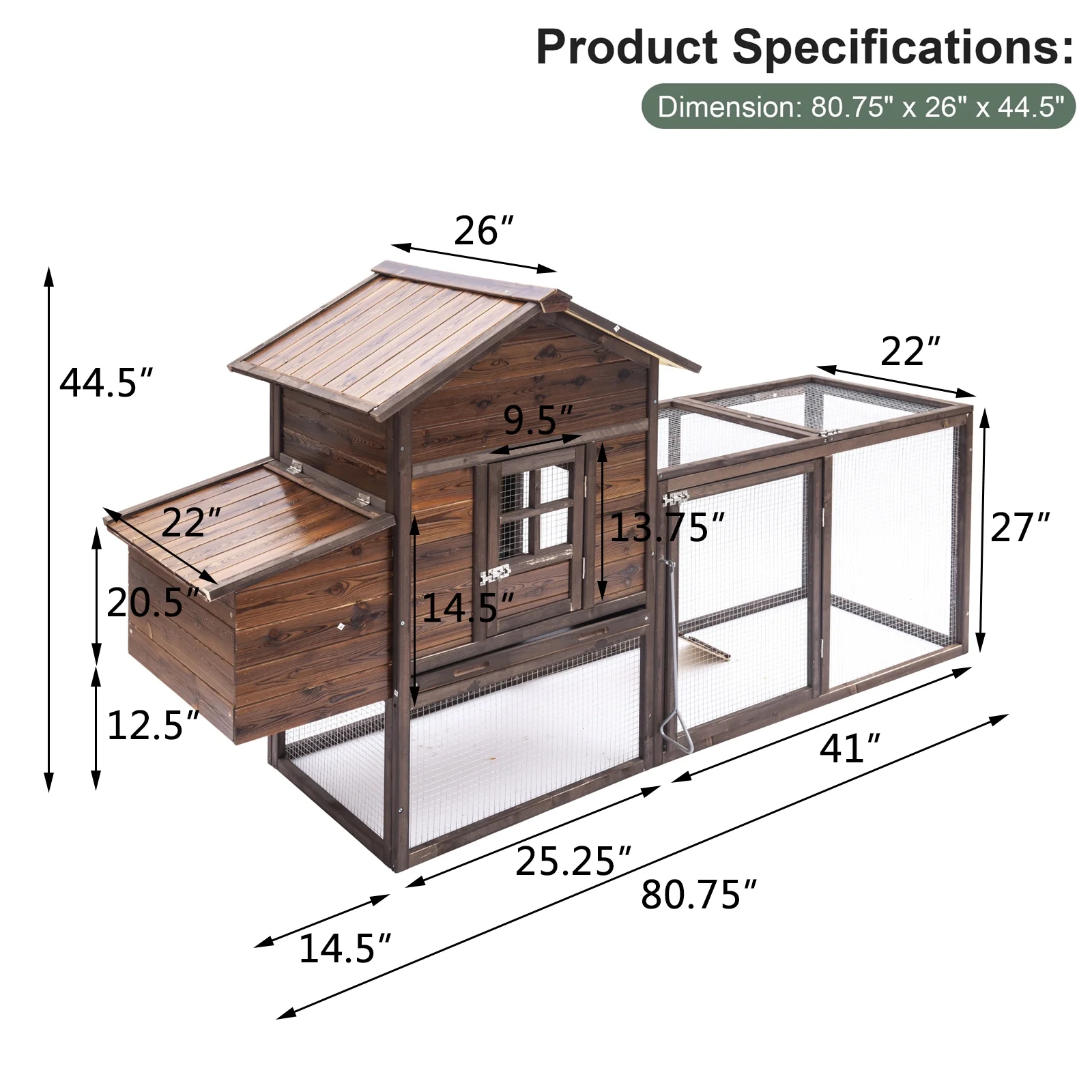 Large Removable Chicken Coop for 4-5 Chickens,with 2 Story Poultry Cage,Nesting Box,Pull Out Trays, Brown(Single/Brown) - Image 9