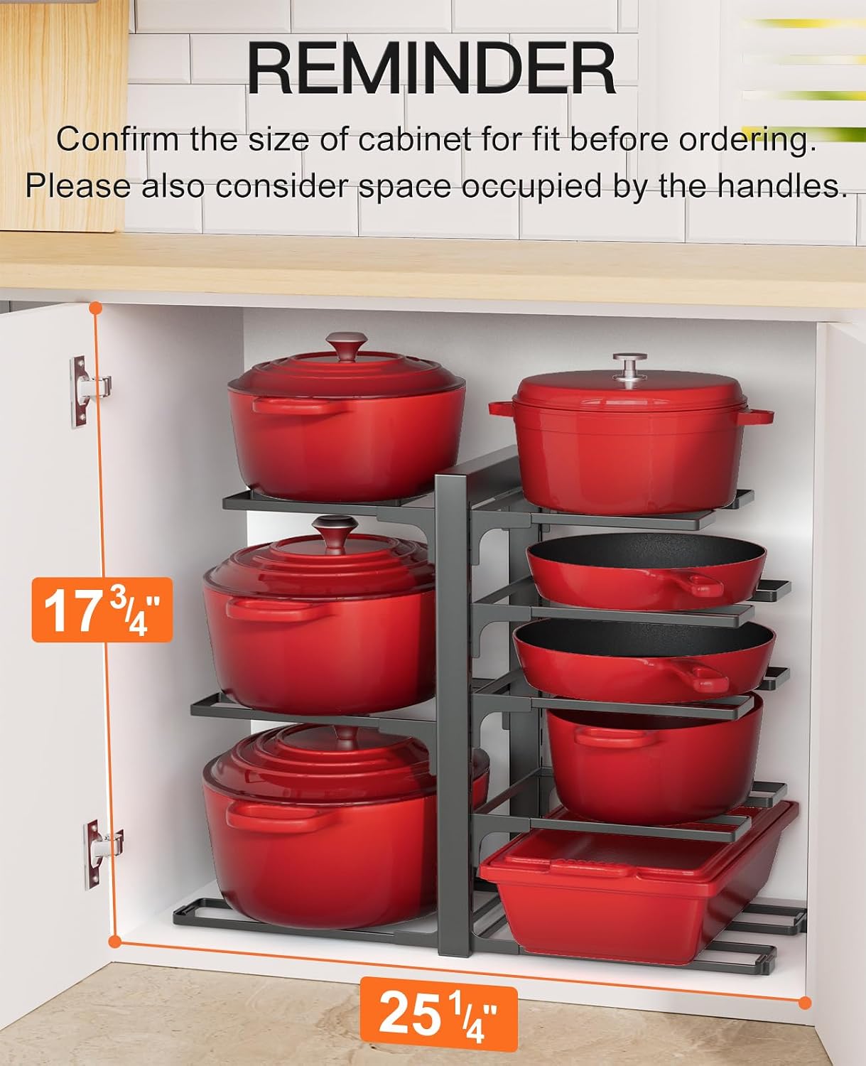 ORDORA Pots and Pans Organizer Under Cabinet 15.8