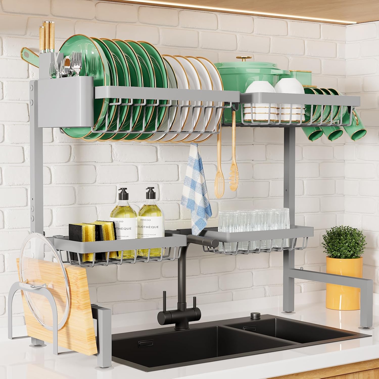 Kitsure Adjustable Over The Sink Dish Drying Rack, 26.8