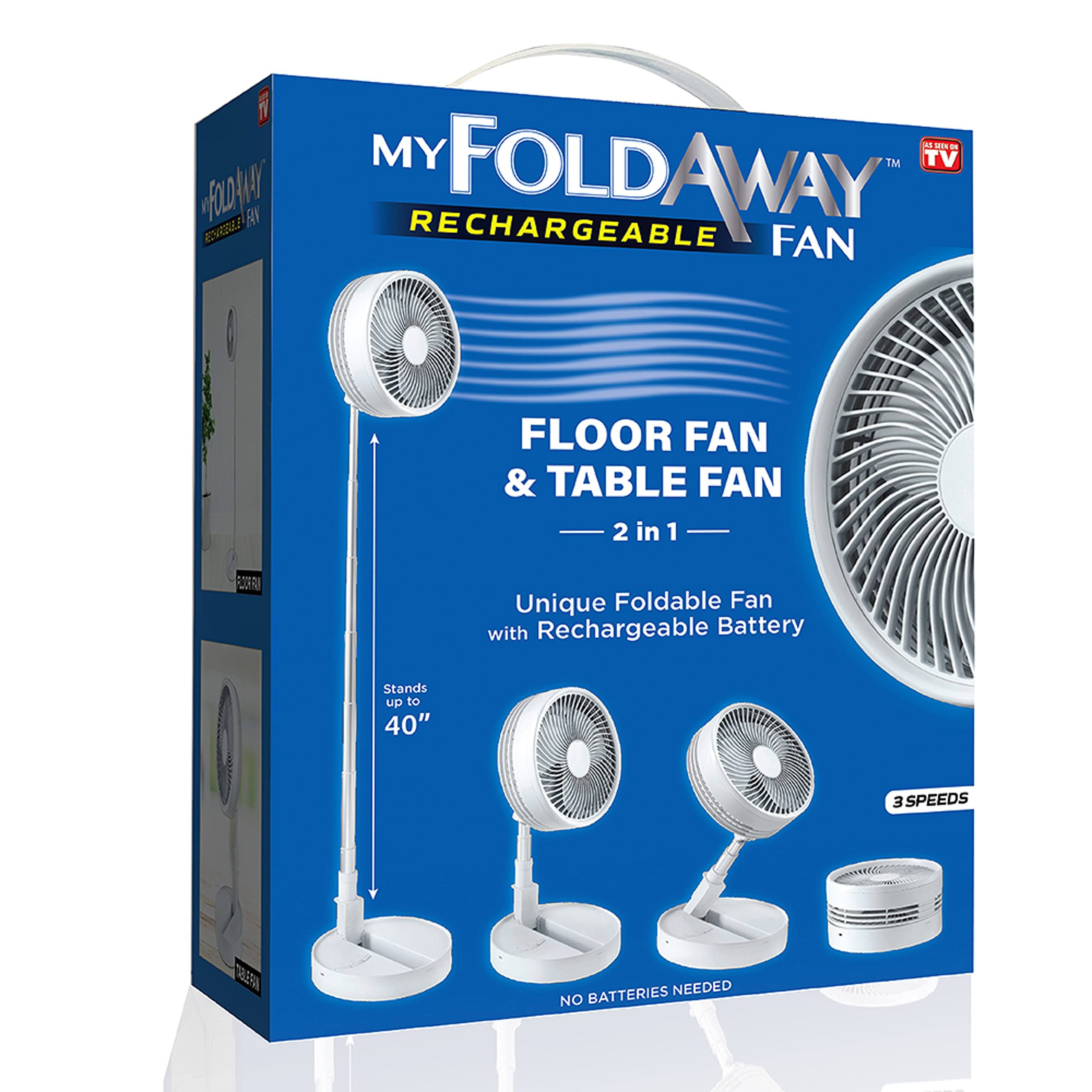 My Foldaway Rechargeable Fan, All in 1 Folding Fan for Bedroom/Desk and More, Portable Travel Fan Fits in Suitcase, 10 Hour Battery Life, Quiet