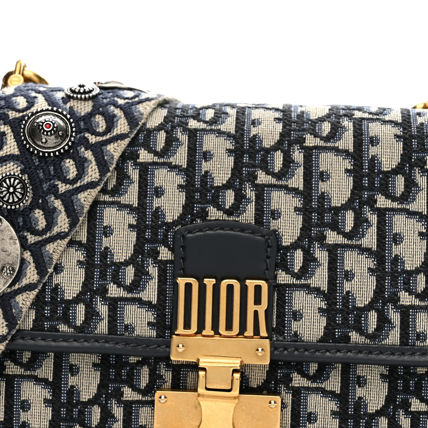 Oblique Small DiorAddict Flap Bag Navy Blue
