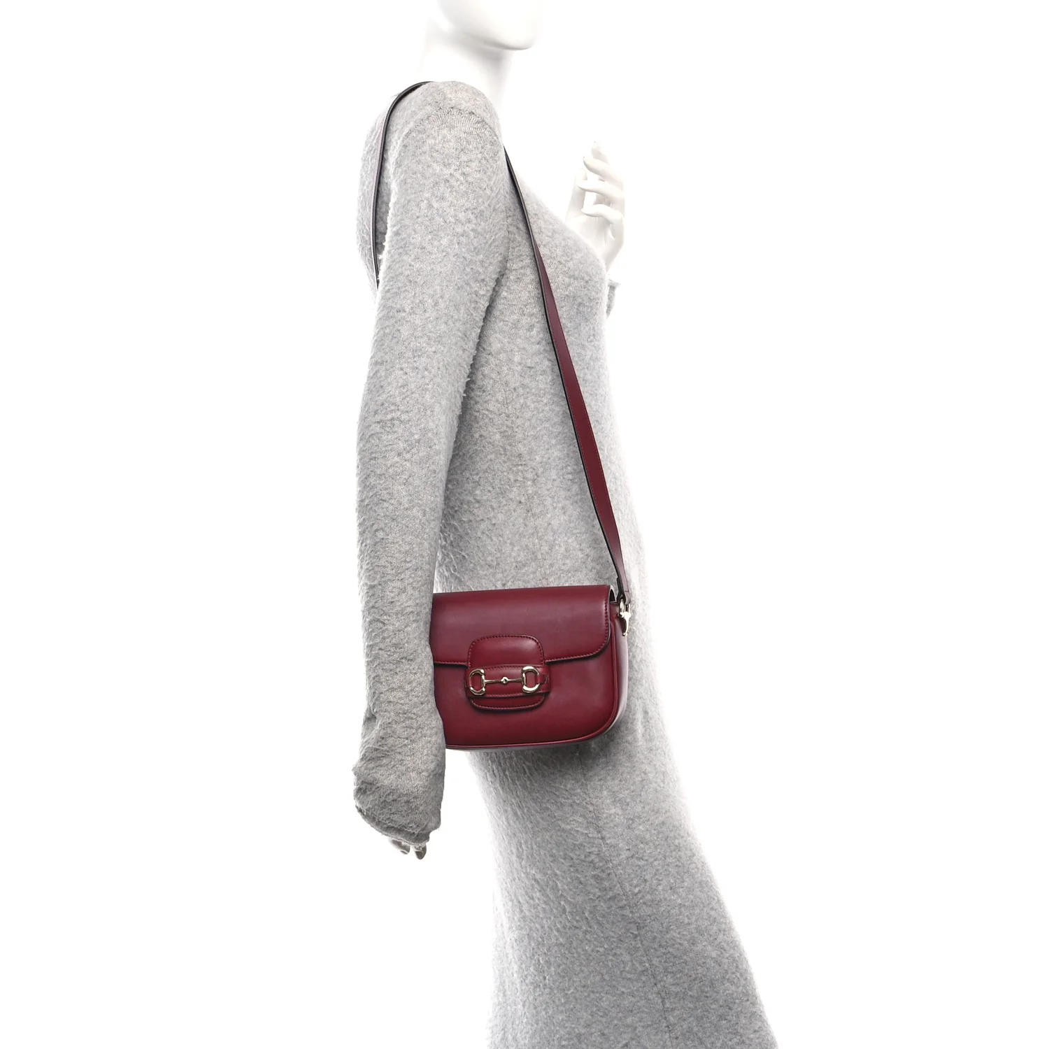 Soft Calfskin Horsebit 1955 Small Shoulder Bag Rosso Ancora
