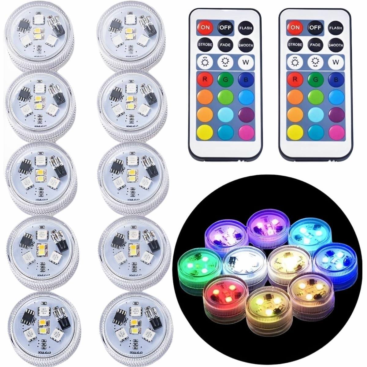 Alebew Underwater LED Lights with Remote, Waterproof Multi Color Submersible LED Lights Battery Operated Pool Lights for Halloween Christmas Party