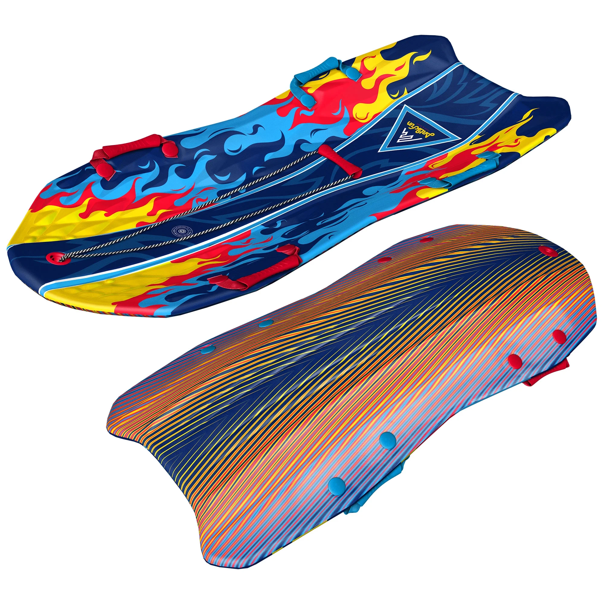 Artikfun Viperrari Premium Foam Snow Sled with Sound Effect 2 - Pack | Includes Motion Activated Sound Effect | Tow Rope and Handles | 50in - 127cm Design Length | Blue Burns