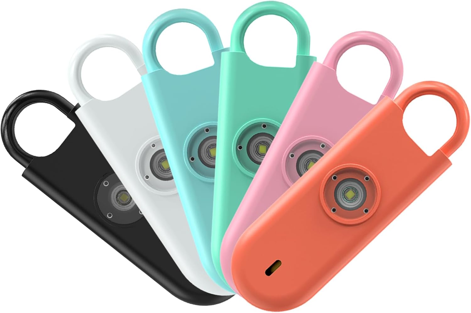 Fauxomor 140dB Personal Safety Alarm for Women, 6 Pack Safe Alarm Protection Keychain with Strobe Light & Low Battery Notice, Security Siren Self Defense for Kids Seniors College Girls, Multicolor