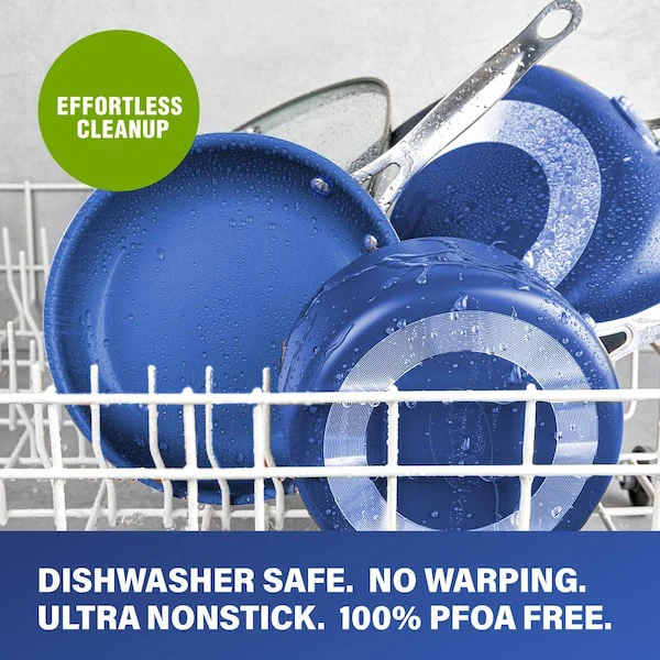 Classic Blue 20 Piece Aluminum Ultra Durable Non Stick Diamond Infused Cookware and Bakeware Set Image 8