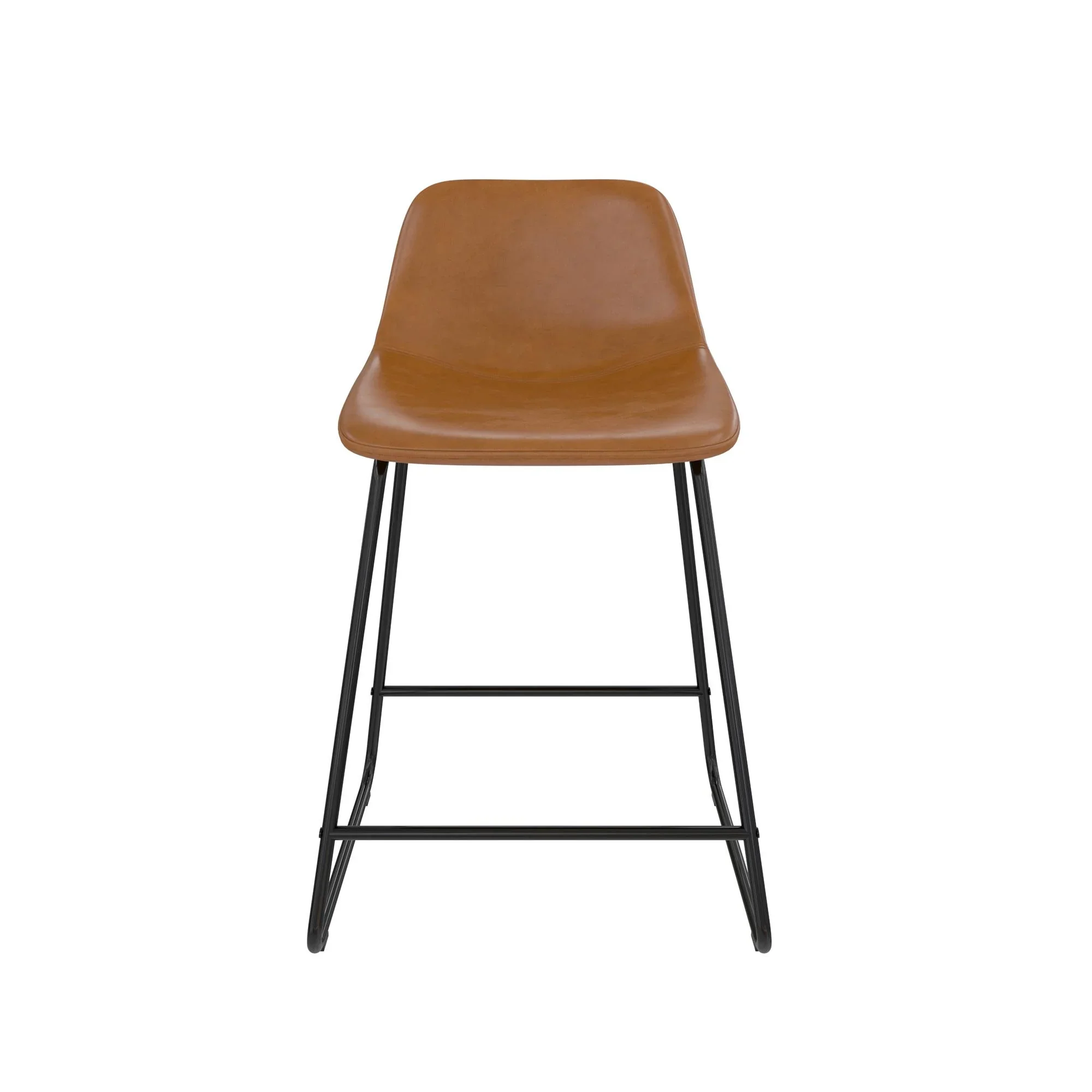 Better Homes & Gardens Scoop Counter Stool, Camel Faux Leather