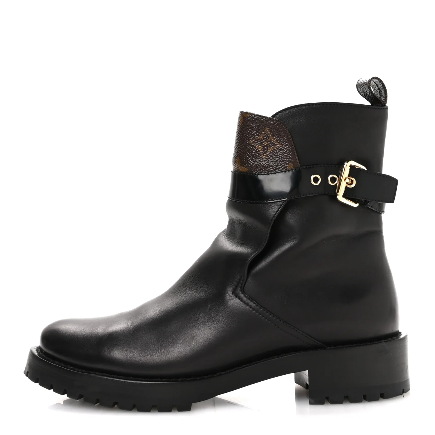 Calfskin Monogram Discovery Flat Ankle Boots 38 Black