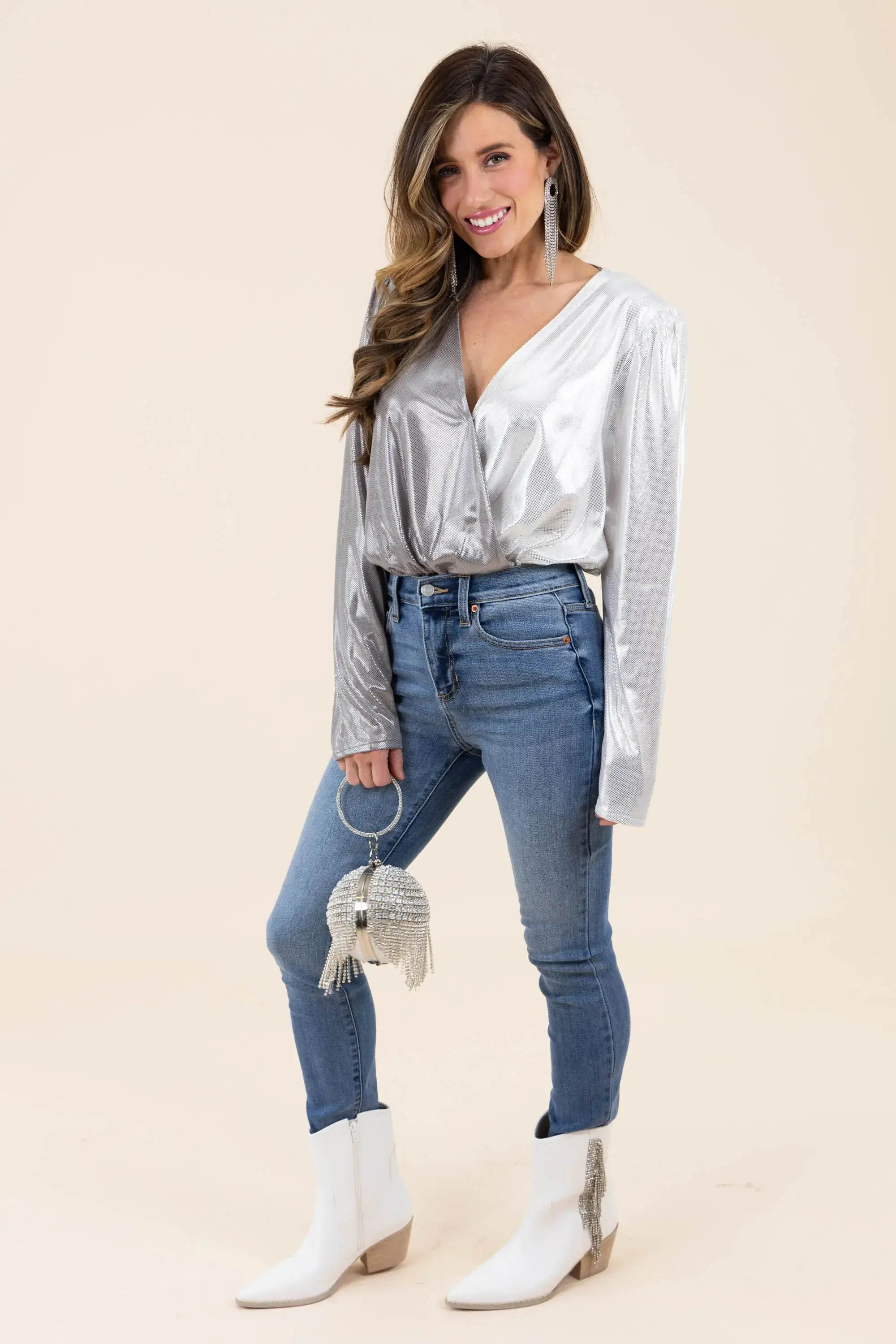 Londyn Round Rhinestone Fringe Bag