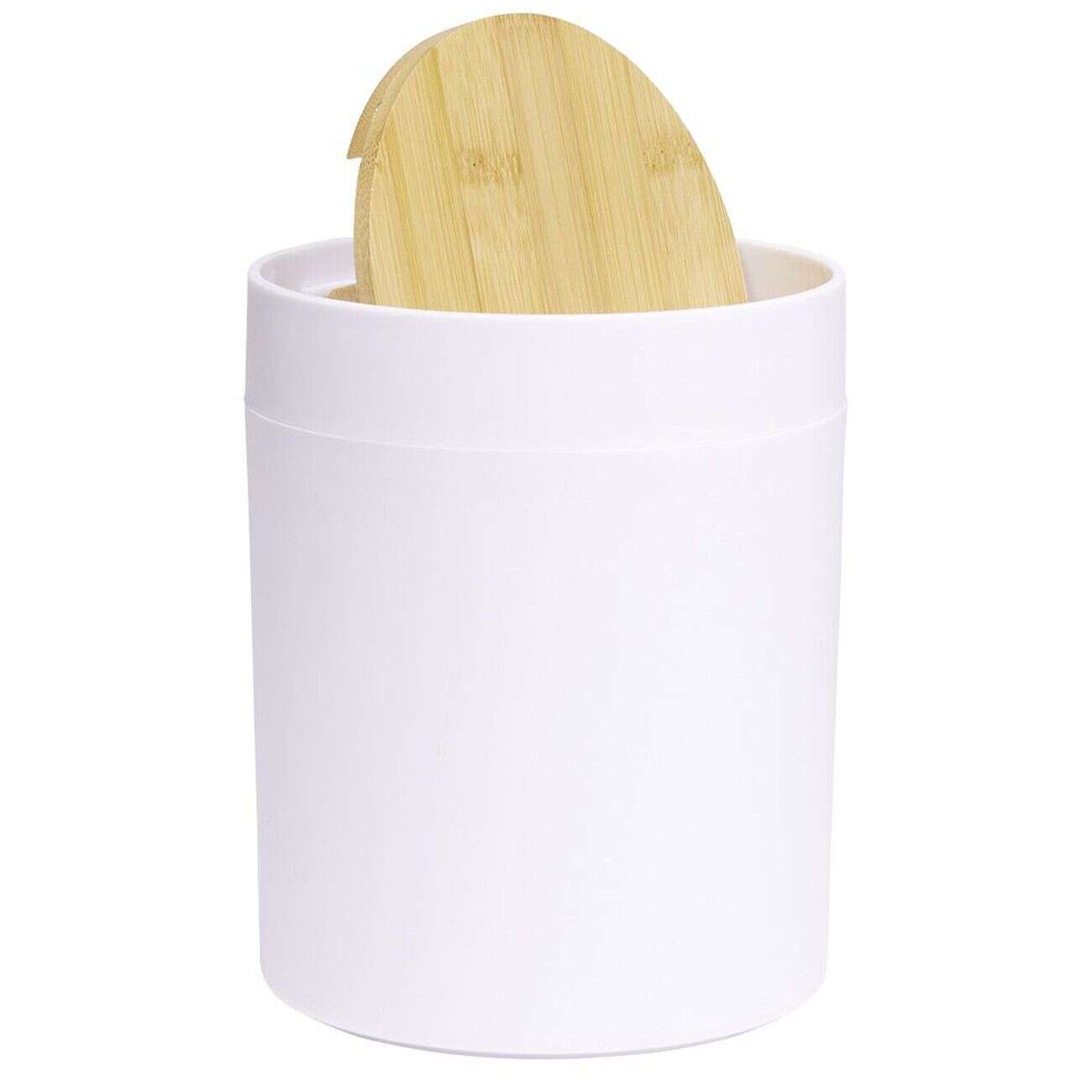 Poubelle à coton ronde métal blanc Ø13,7xH17,3cm 2,5L