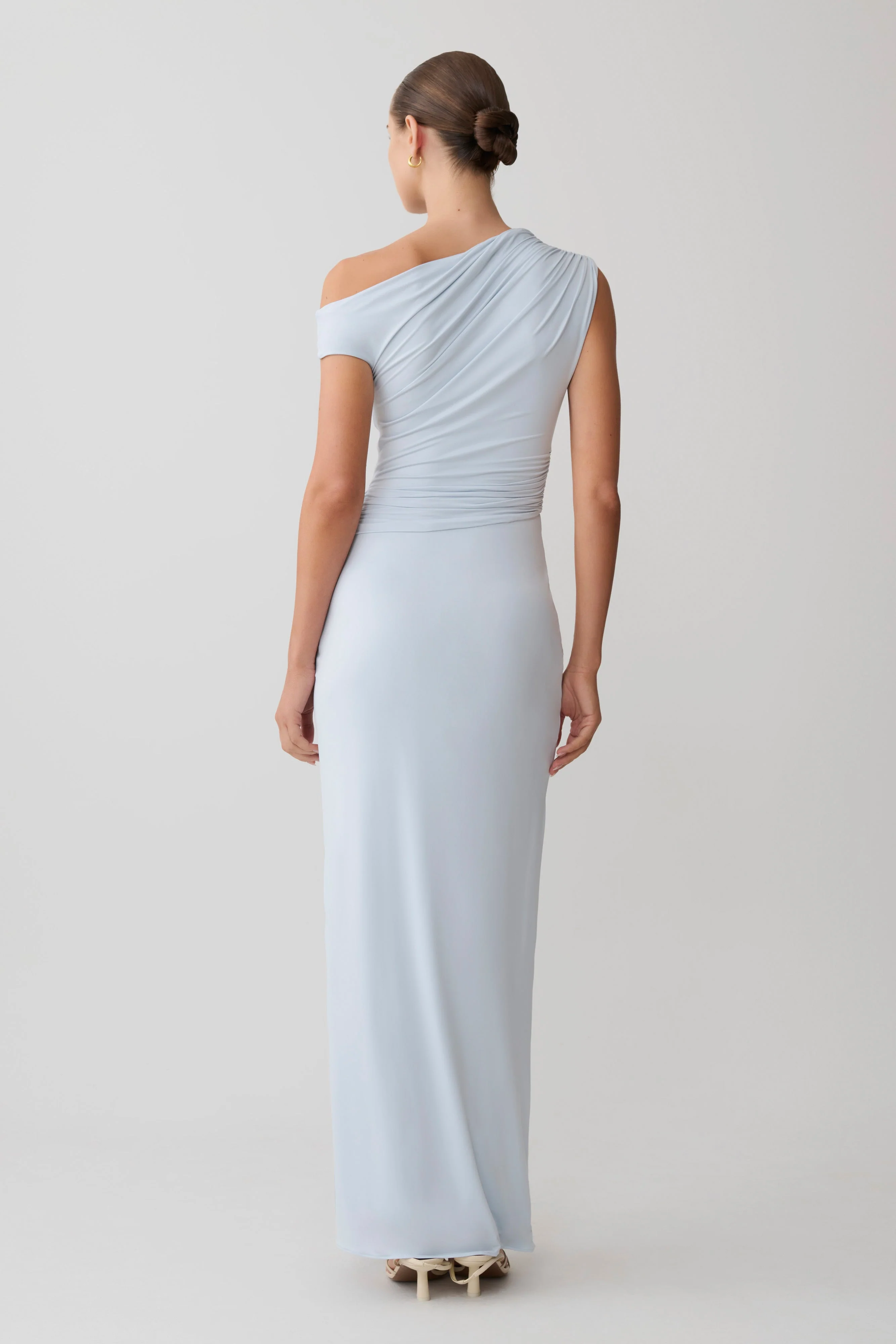 Alyn Off Shoulder Draped Maxi Dress - Pale Blue