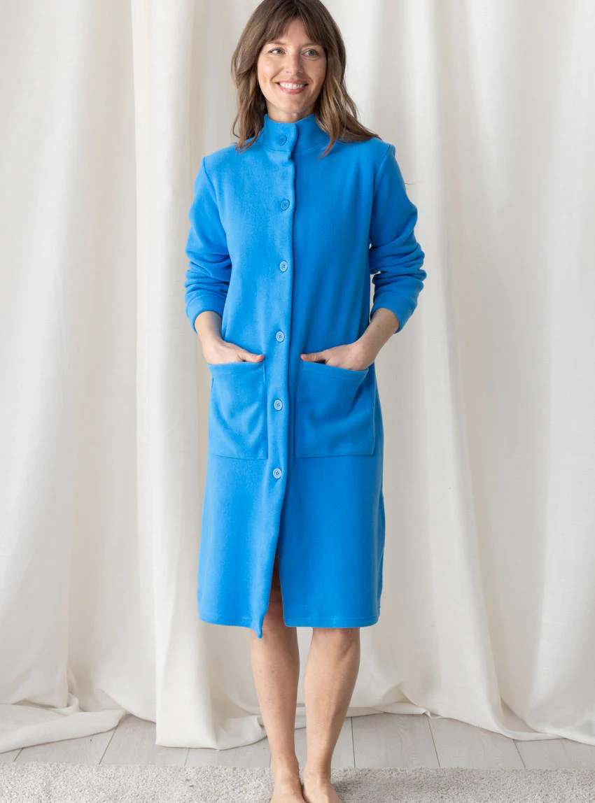 Robe de chambre femme polaire en polyester bleu azur