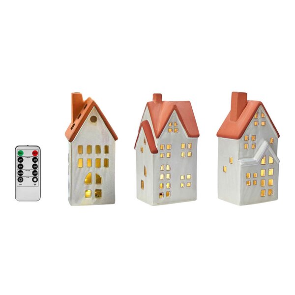 Molton lyshus 3 stk hvit/brun