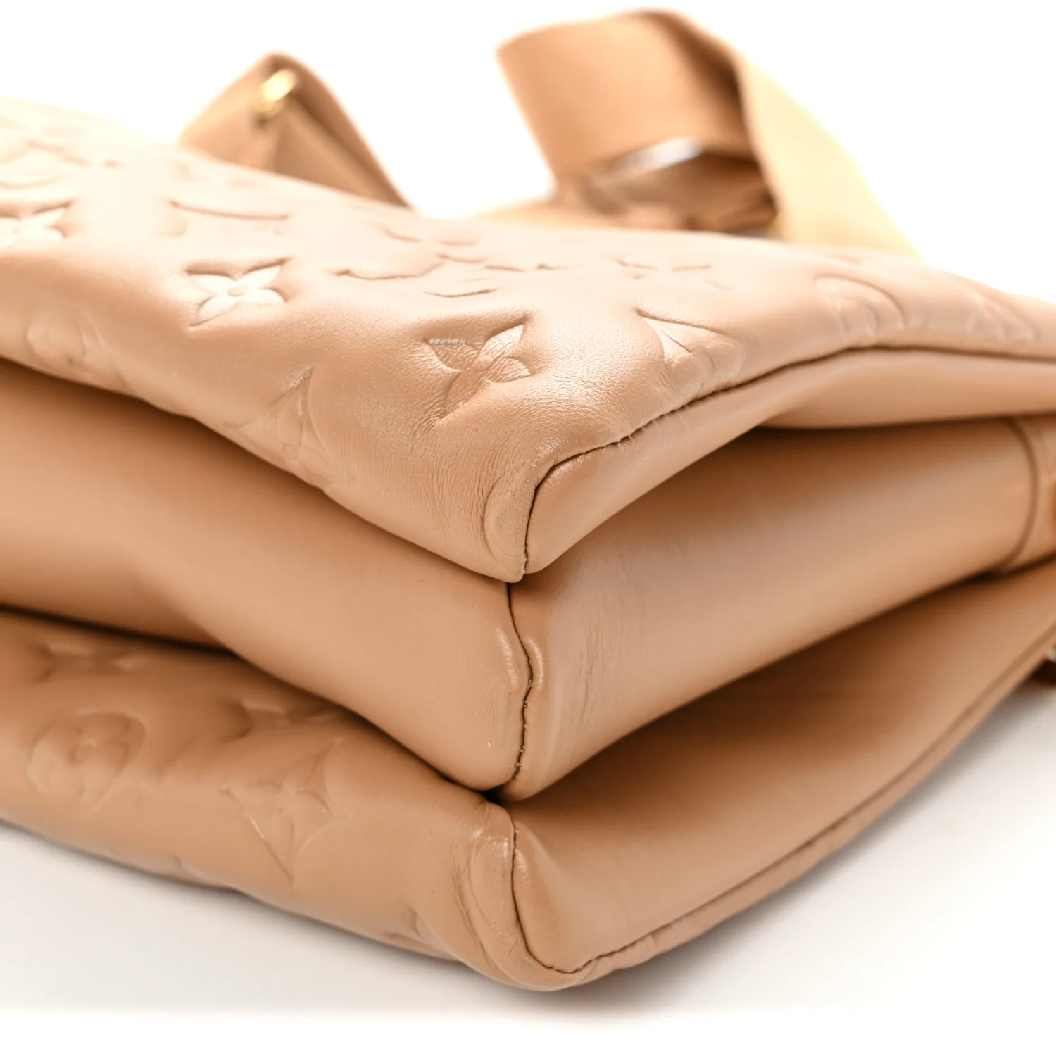 Lambskin Embossed Monogram Coussin PM Camel