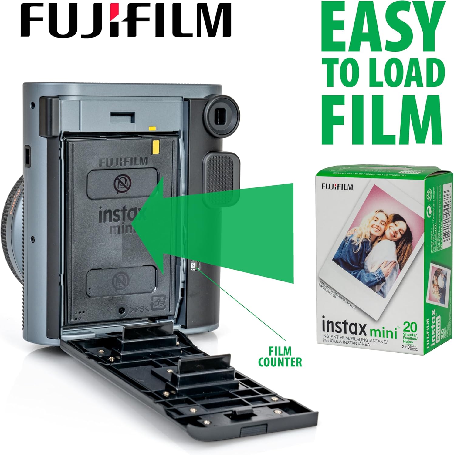 Fujifilm Instax Mini 41 Instant Film Camera Black + 20 Instax Instant Film Prints Bundle