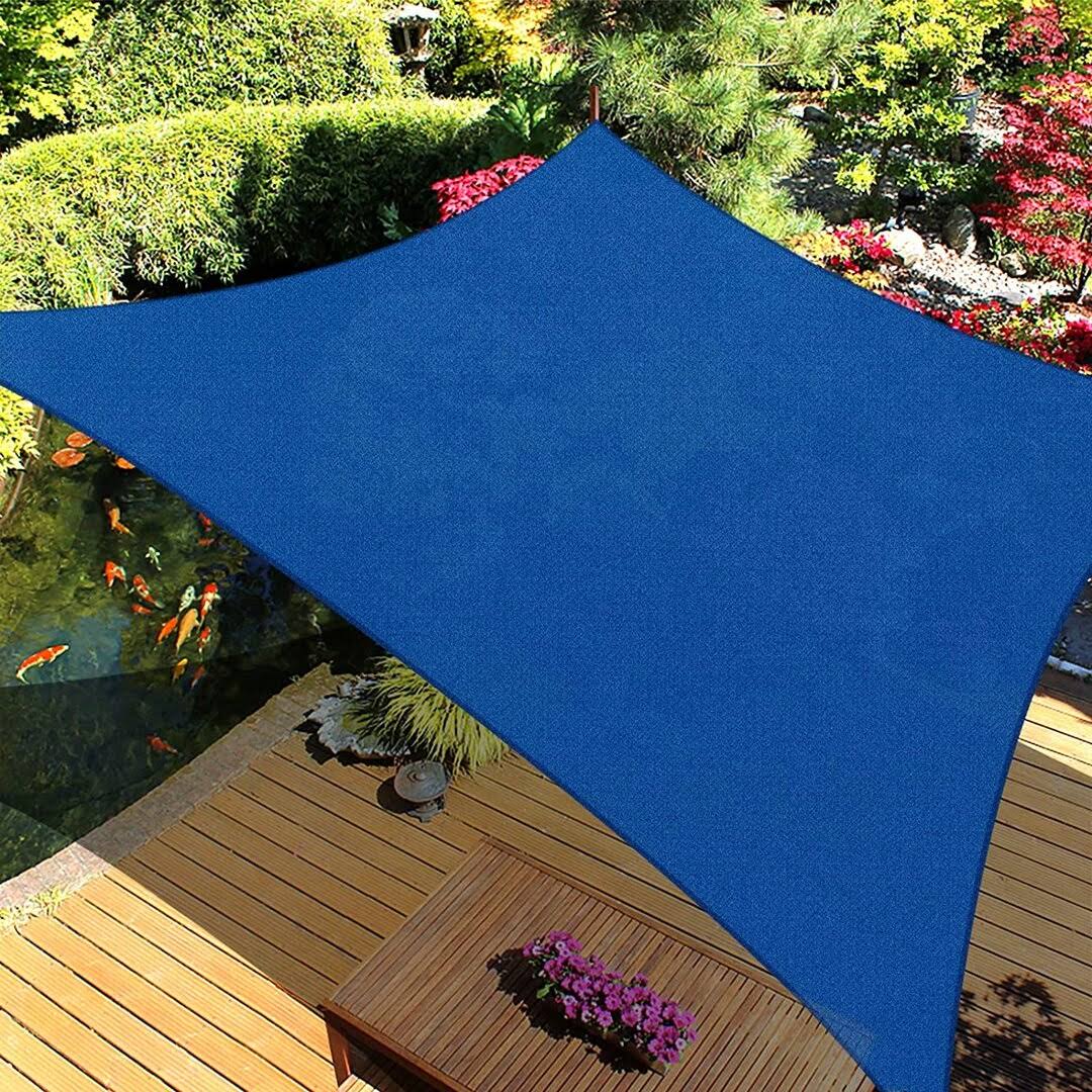 Icover Sun Shade Sail Canopy, 185GSM Fabric Permeable Pergolas Top Cover, for Outdoor Patio Lawn Garden Backyard Awning (13'x19'6 inch, Blue)