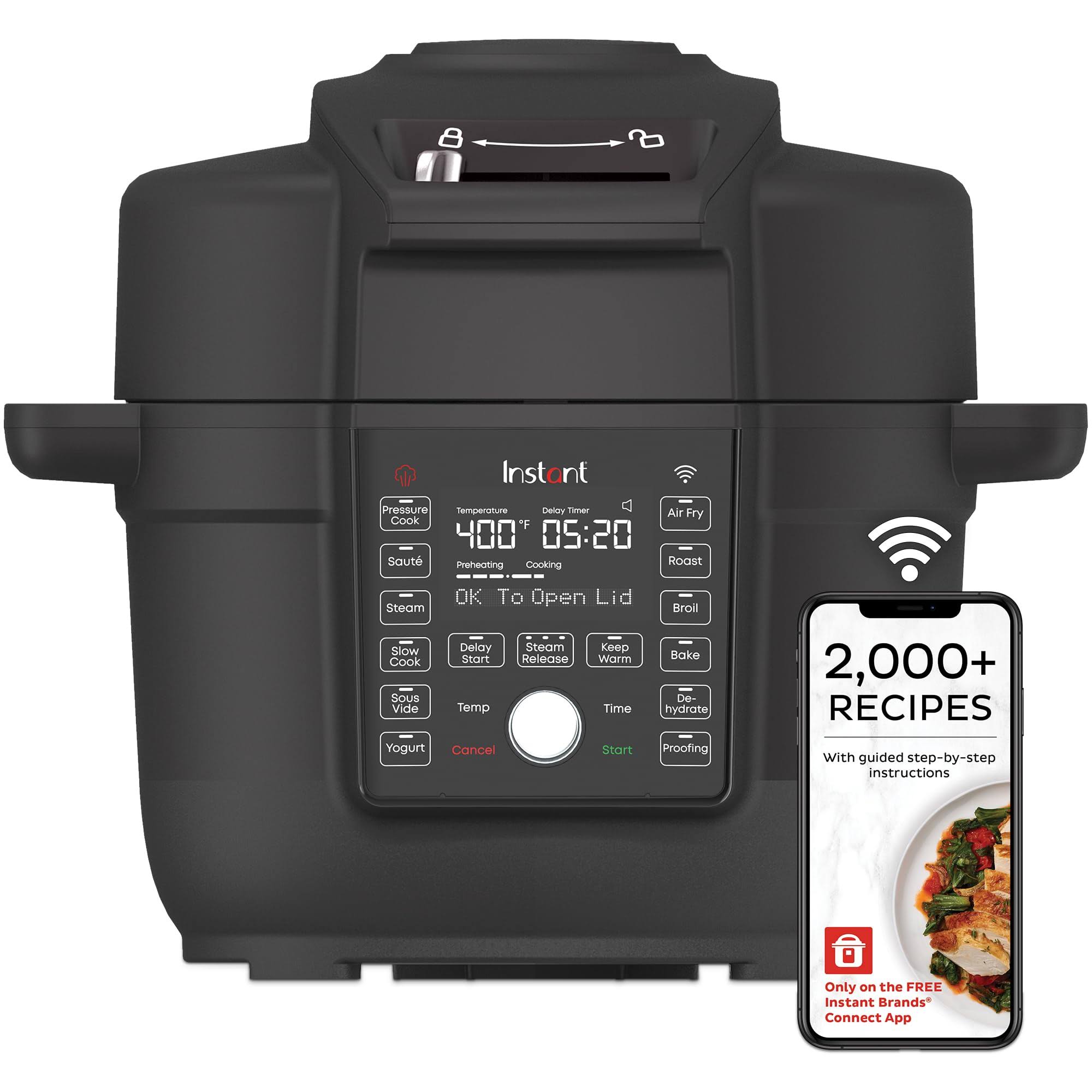 Instant Pot Duo Crisp 6.5 Quart Ultimate Lid with Wifi, 13-in-1 Air Fryer and Pressure Cooker Combo Black