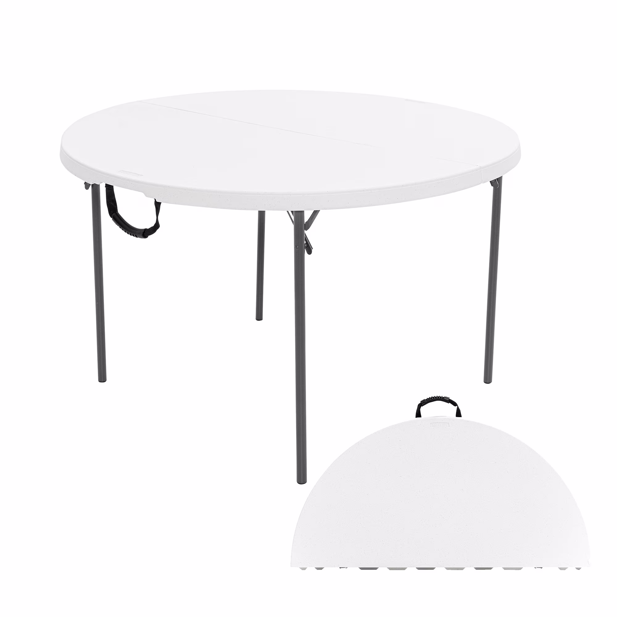 48 inch Round Fold-in-Half Table, Indoor/Outdoor Essential, White Granite (280064)(White Granite)