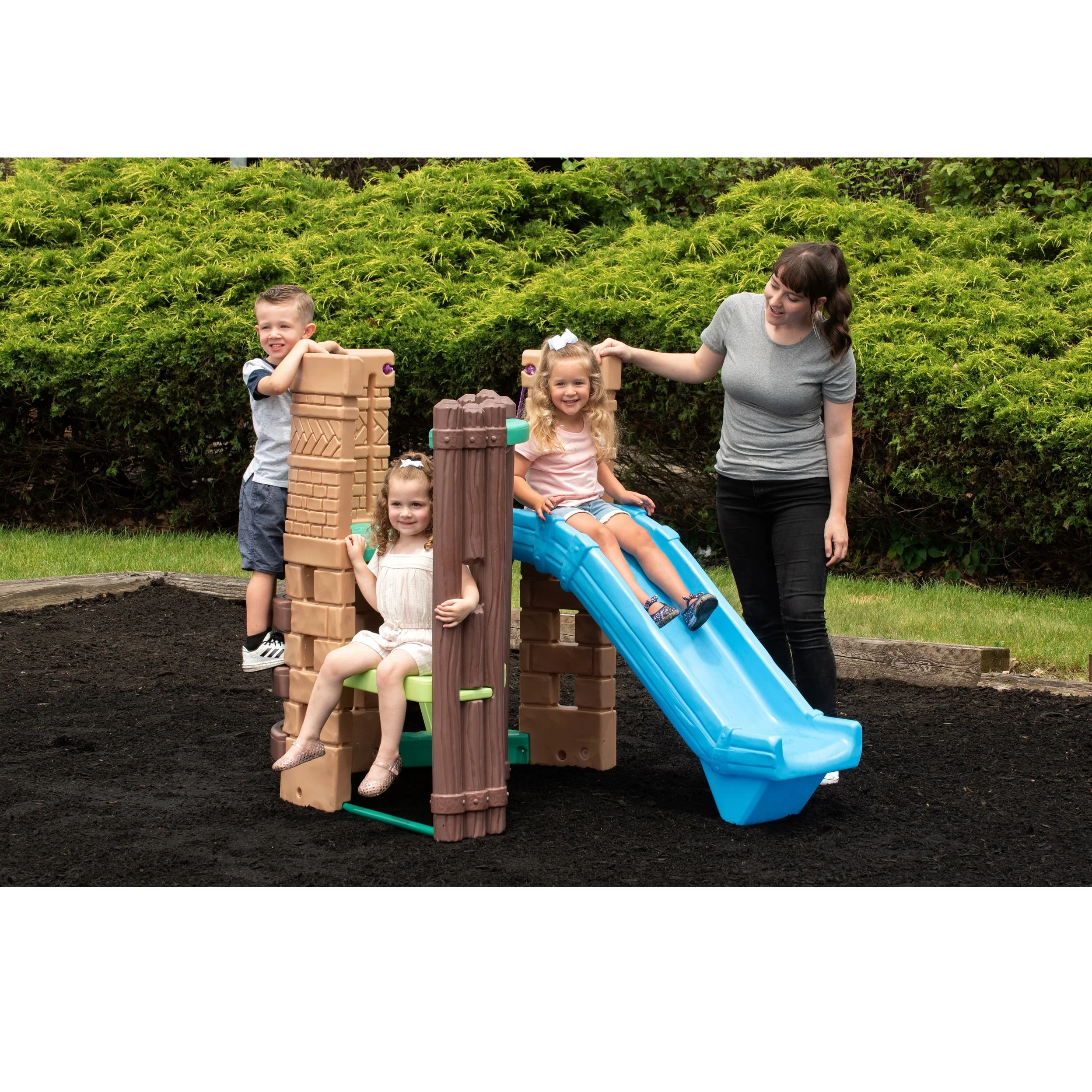 Little Tikes 2 in 1 Castle Playground Climber and Slide with Ladder and Plank, Fits Up to 3 Kids, Indoor and Outdoor Backyard Playground Set, Multicolor For Toddlers Boys Girls Ages 3 4 5+ Image 4