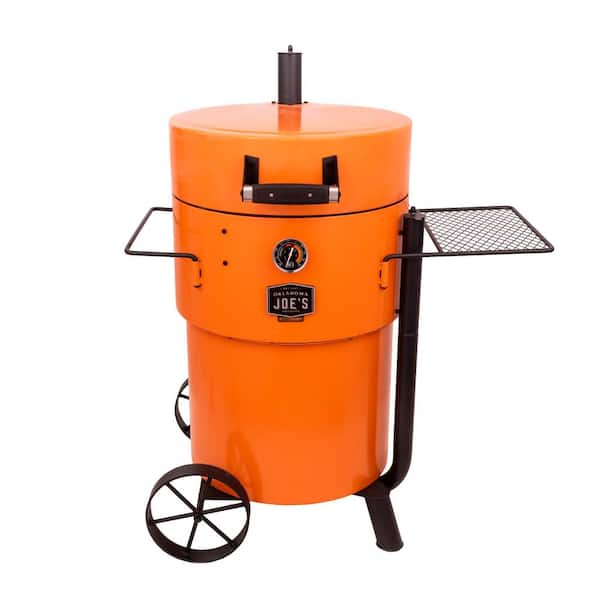 Bronco Pro Charcoal Drum Smoker and Grill in Orange with 366 sq. in. Cooking Space-Instock