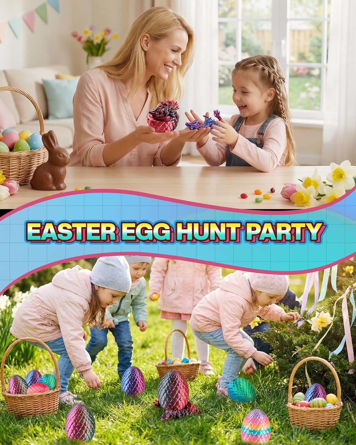 8 3D Printed Dragon Eggs (4 Pack), Unique Easter Basket Stuffers & Fantasy Toys