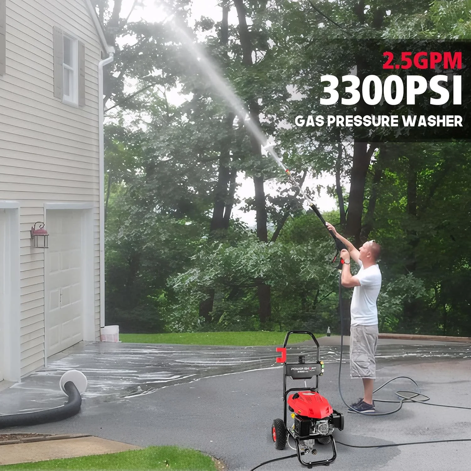 3300PSI Gas Pressure Washer, 2.5GPM, 201cc Gas Power Washer, 5 Nozzle Soap Tank, for Cars/ Home/ Work Site - Image 5