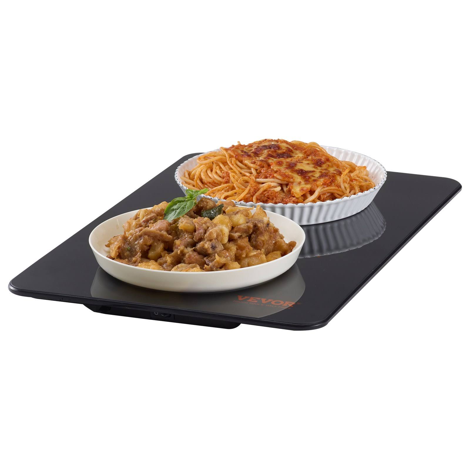 VEVOR Electric Warming Tray 16.5 in. x 11 in. Portable Tempered Glass Heating Tray with Temperature Control, Black
