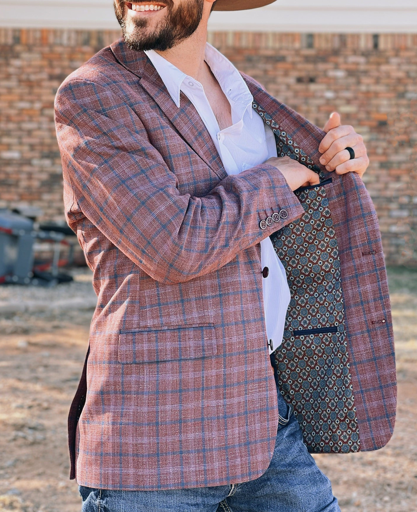 Blazer Daily Plaid à revers cranté et poche simple boutonnage