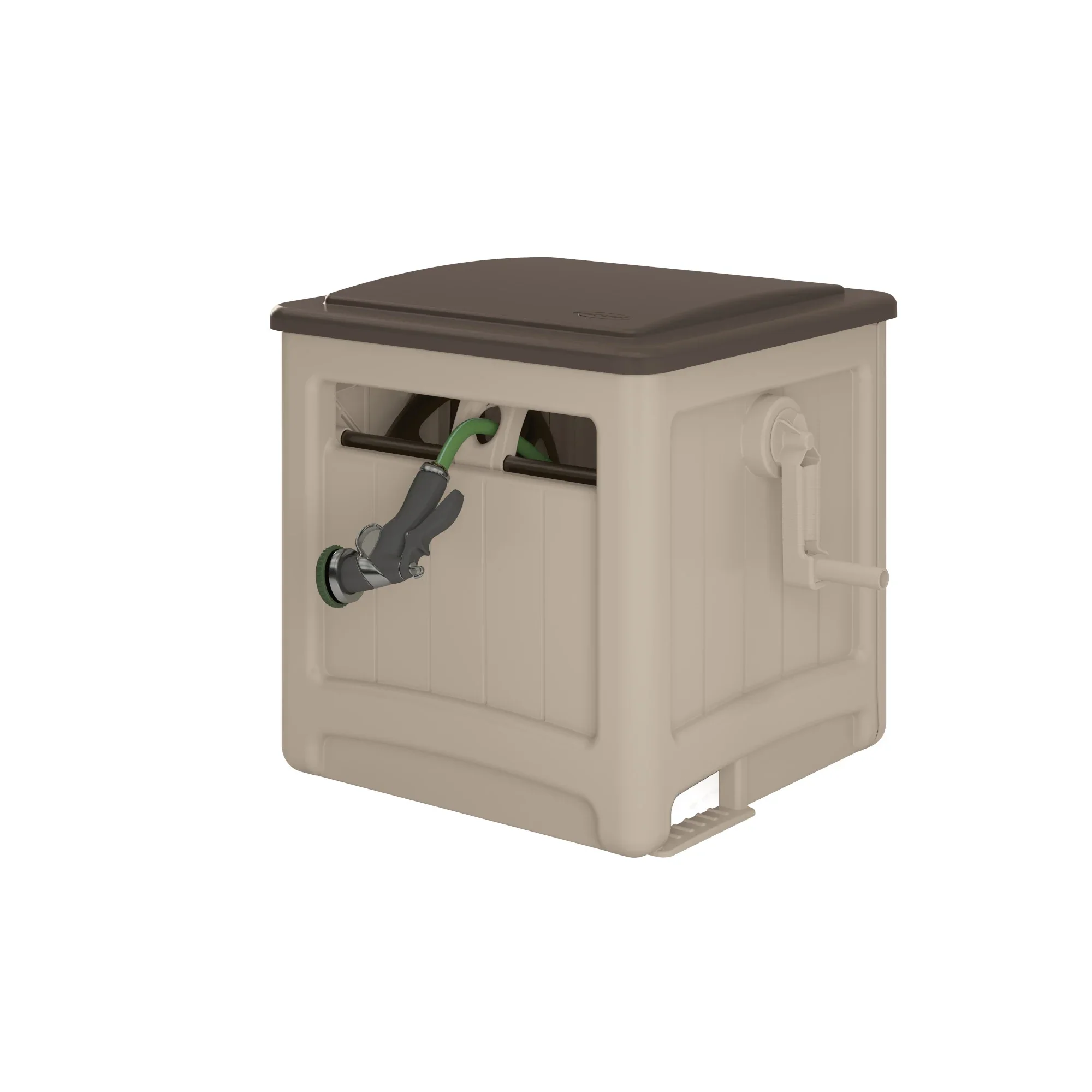 Suncast 225 ft. Smart Tube Wheeled Hideaway Garden Hose Cabinet, Beige