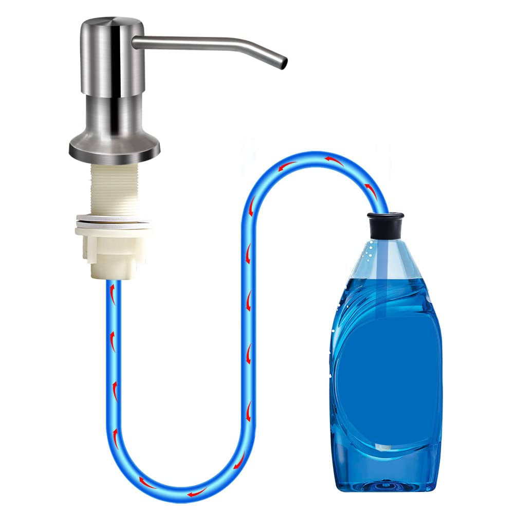 izolor Soap Dispenser for Kitchen Sink, Brushed Nickel Countertop Soap Dispenser Pump, 47