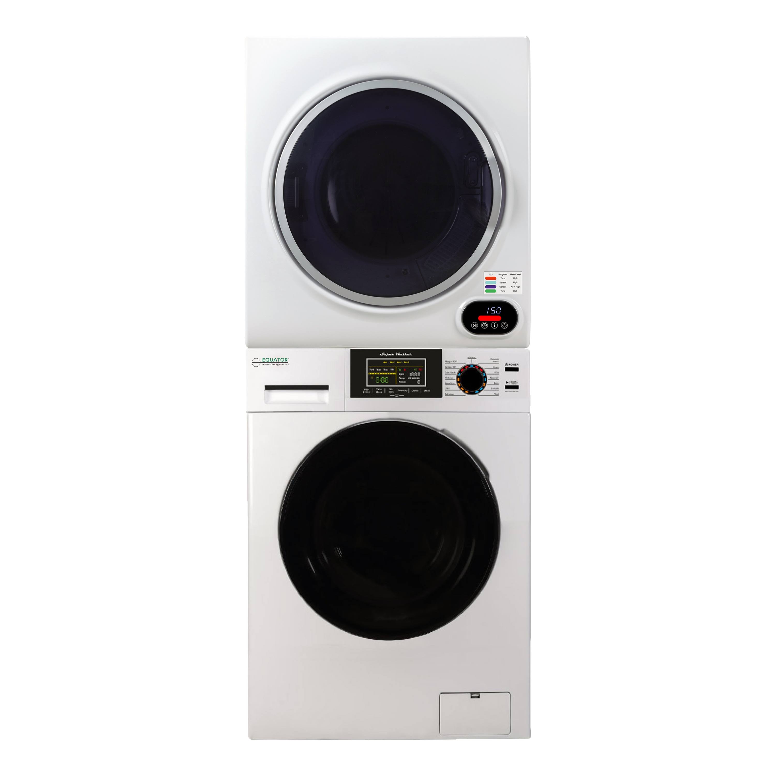 Equator Digital Touch Apartment 110V Set 18lbs Washer+Vented 3.5cf Sensor Dryer - White