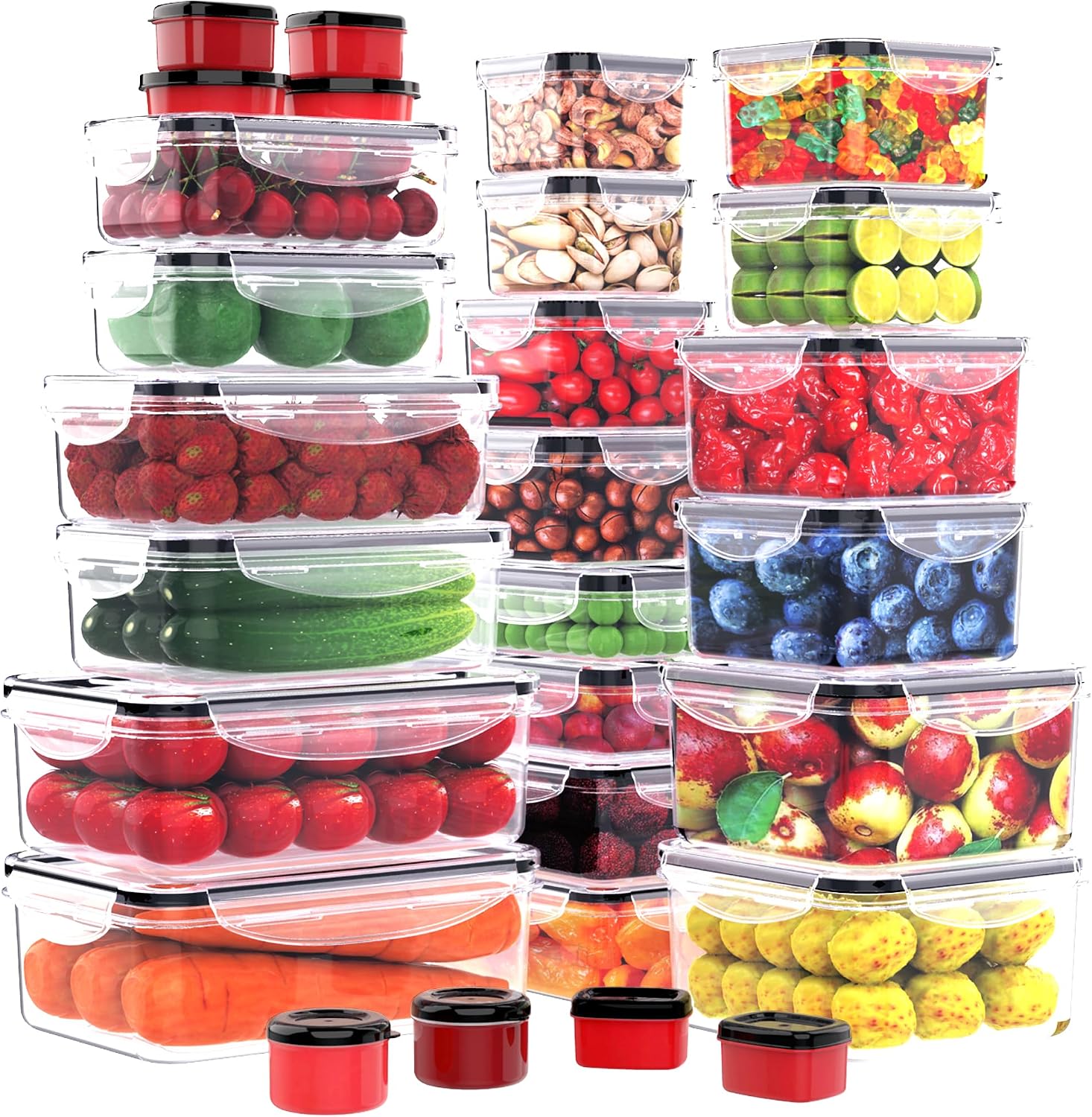 56 PCS Food Storage Containers with Airtight Lids (28 Boxes - 28 Lids)