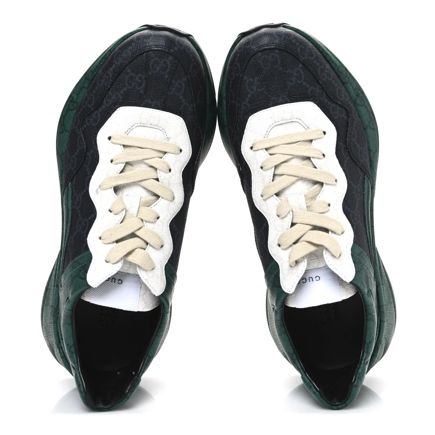 GG Supreme Monogram Mens Rhyton Sneakers 8.5 Black Green