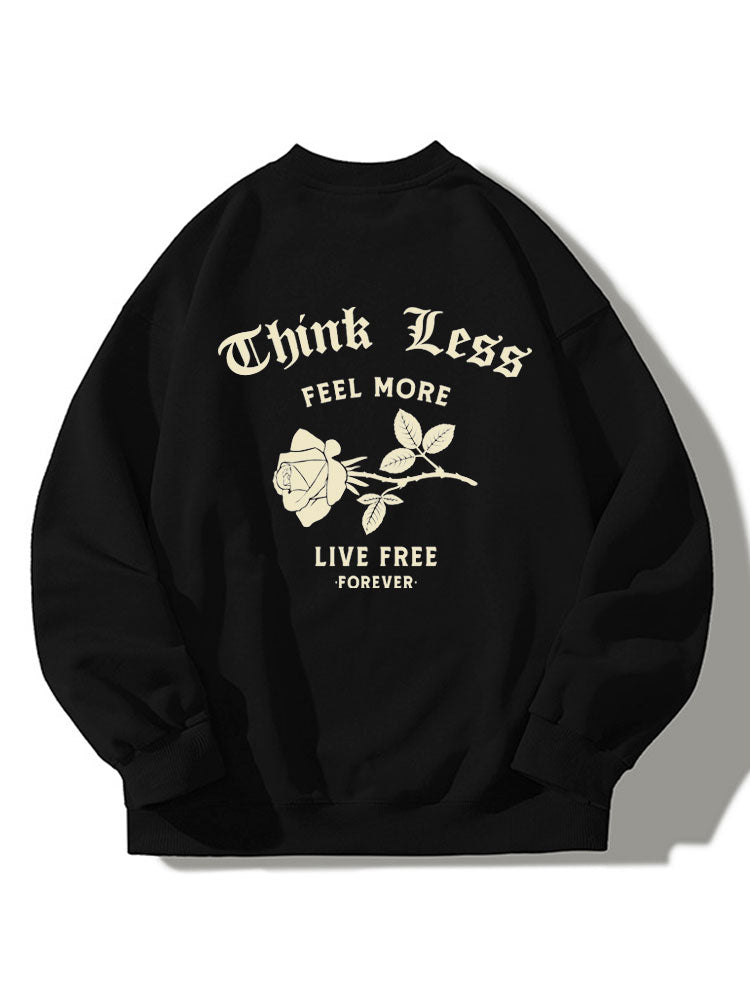Sweat-shirt décontracté à imprimé rose au dos