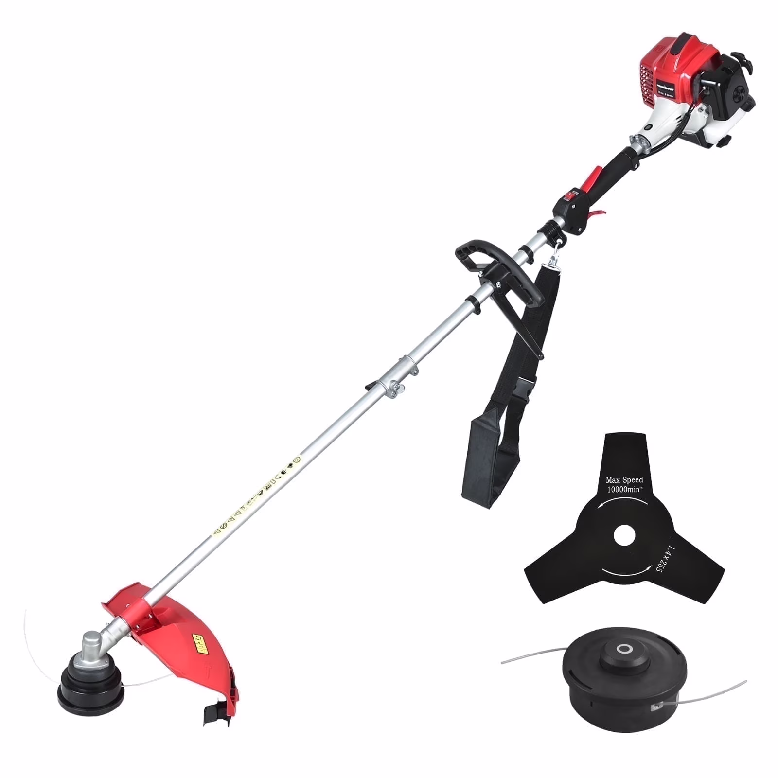2-Cycle 25.4cc 18lb Straight Shaft Gas String Trimmer Weed Wacker and Brush Cutter for Lawns and Grass