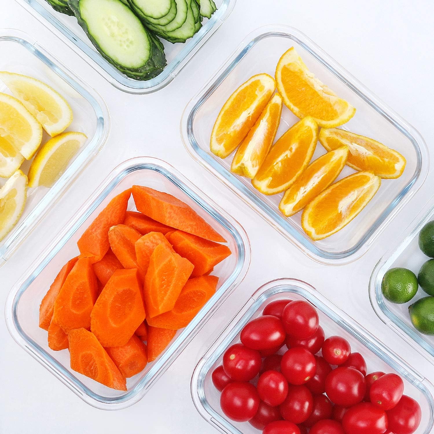 M MCIRCO 10 Pack, 22 oz Glass Food Storage Containers with lids, Gray