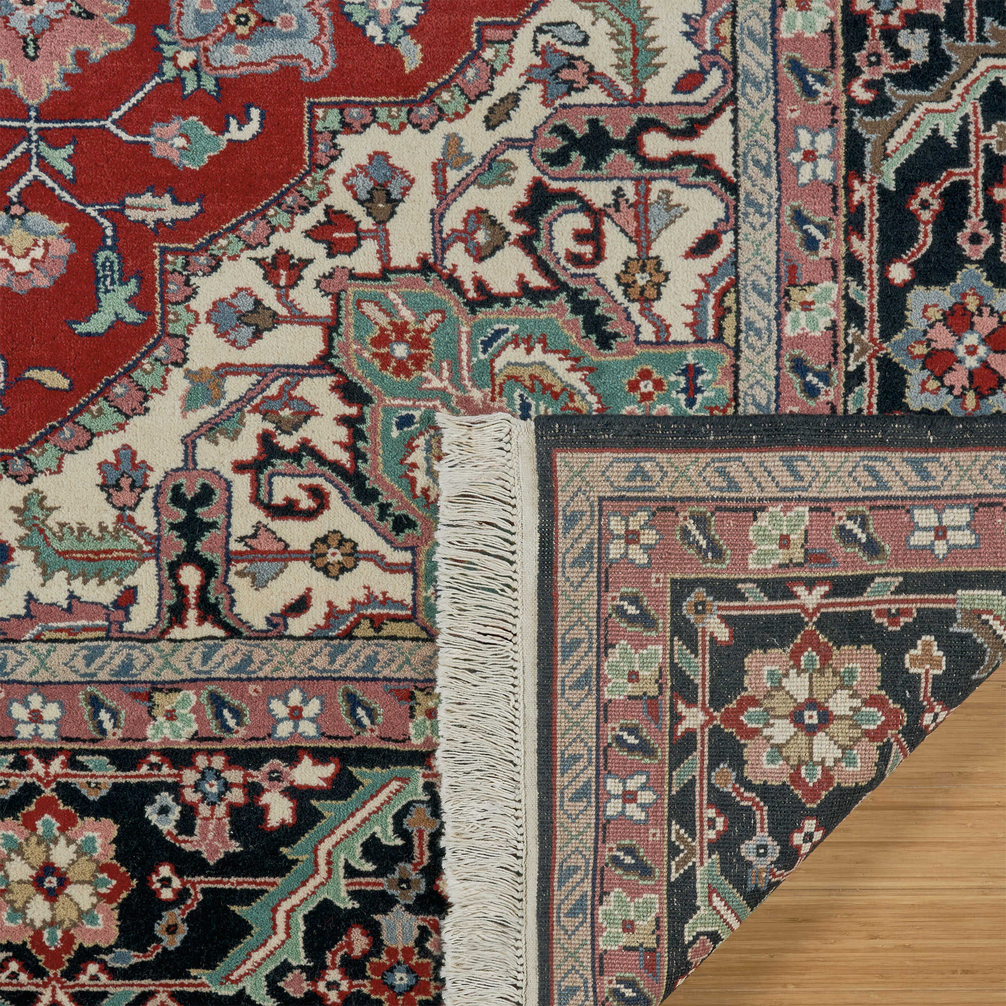 Chatsworth Hand Knotted Rug Collection, Indo Herez Red