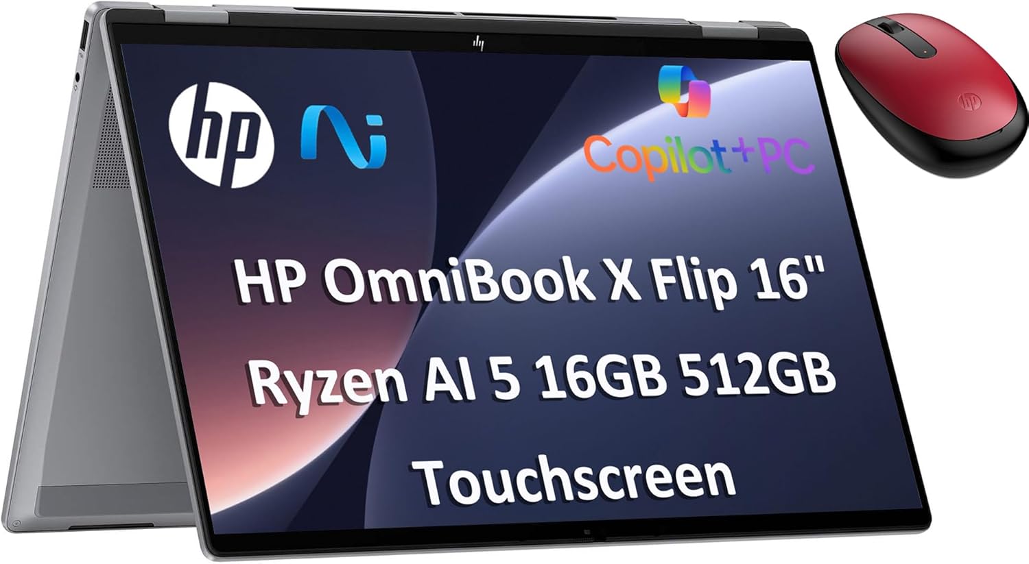 HP OmniBook X Flip 16 (Next Gen Envy 16 x360) 2-in-1 Touchscreen Laptop w/Bluetooth Mouse (16