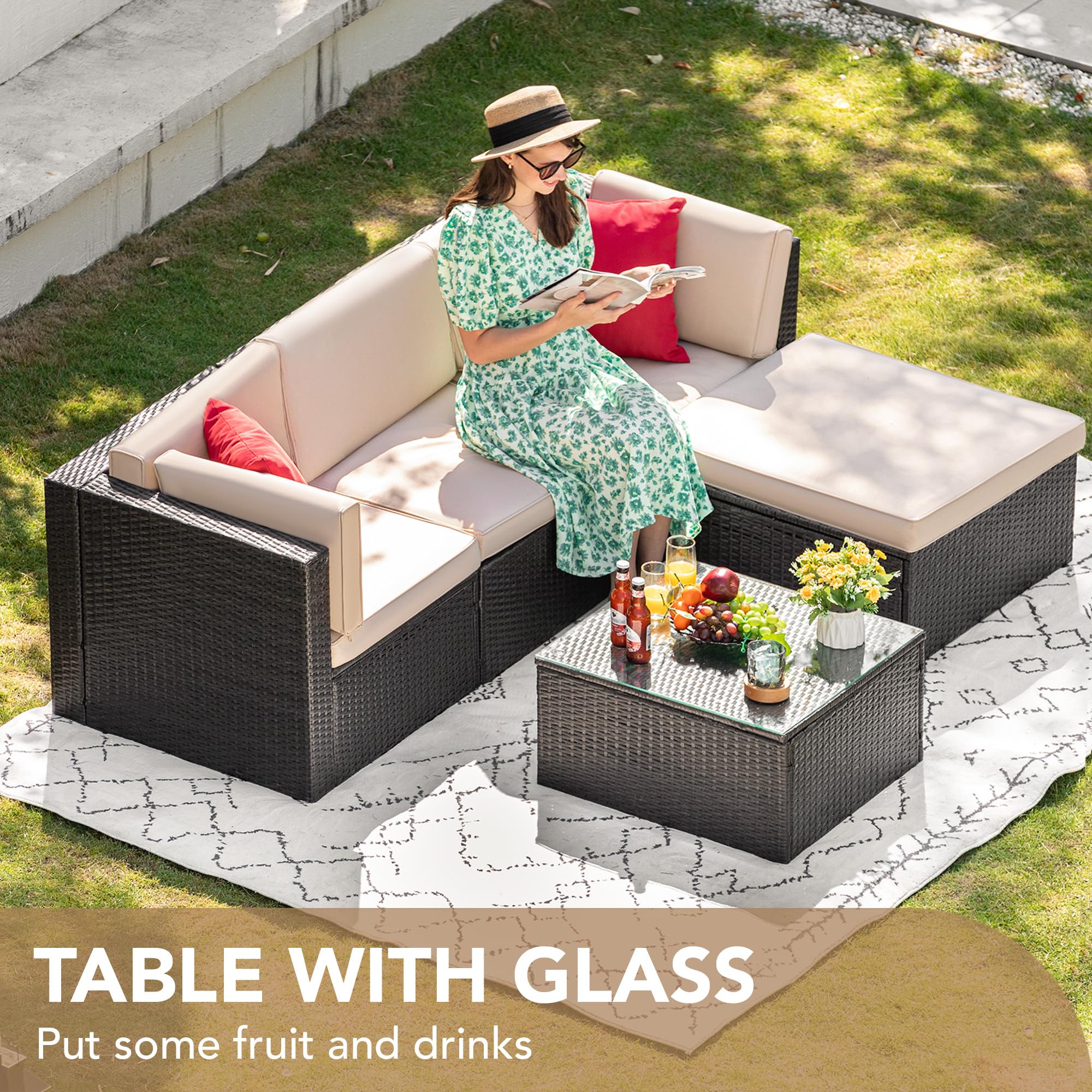 Devoko 5 Pieces Patio Furniture Sets All Weather