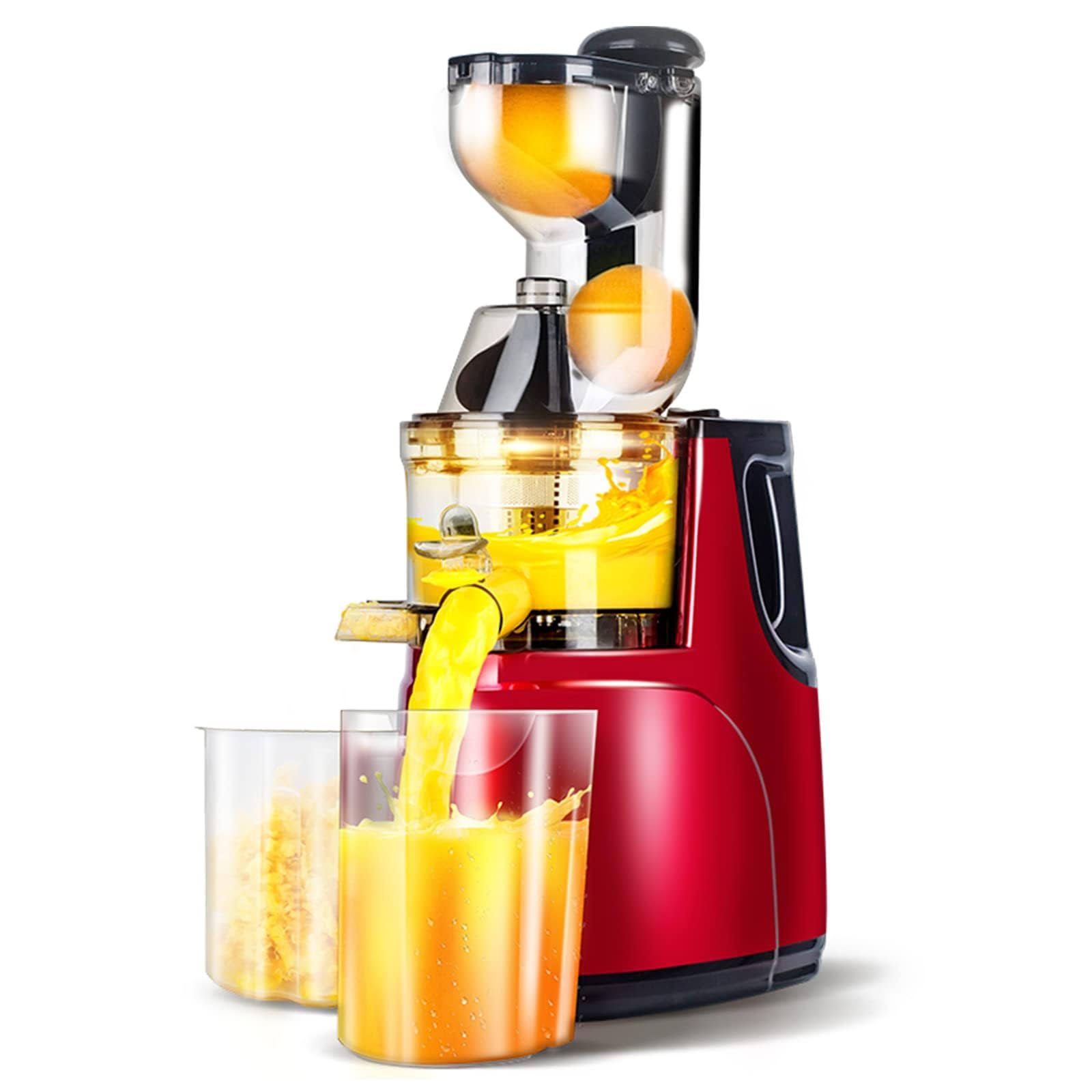 OverTwice Slow Masticating Juicer Cold Press Juice Extractor Apple Orange Citrus Juicer Machine with Wide Chute Quiet Motor for Fruit Vegetables