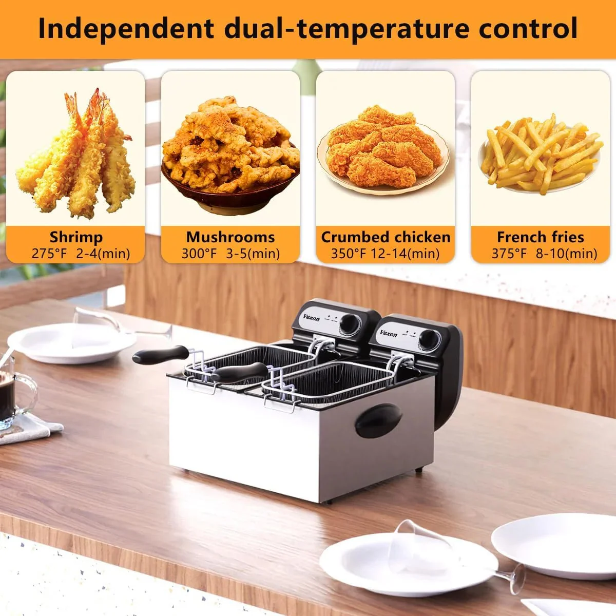 3000W Commercial Electric Deep Fryer with Baskets & LIDS,2X3L Stainless Steel Double Deep Fryer,small Deep Fryer with Basket,temperature…