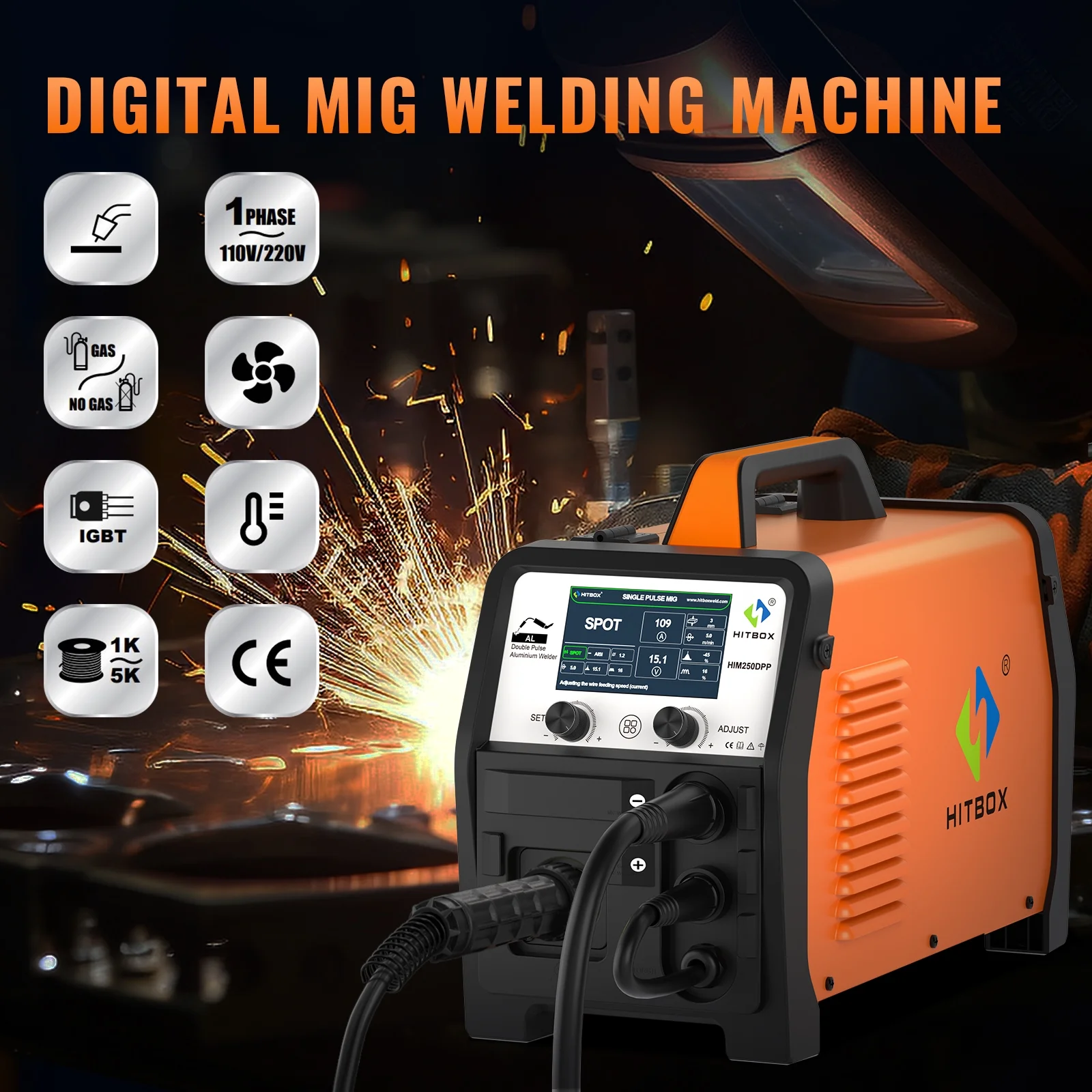 Aluminum MIG Welder, 200Amp Dual Pulse MIG Welder 110/220V, Gas /Gasless MIG Lift TIG MMA Stick Welding Machine - Image 4