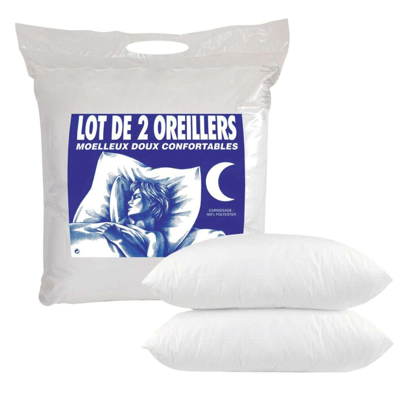 Oreiller x2 carré câlin 60x60x15cm